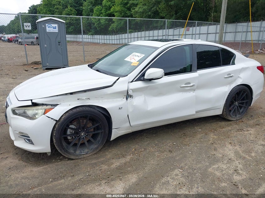 2014 Infiniti Q50 VIN JN1BV7AP9EM679767 IAAI salvage auction — LEFT SIDE, Salvage (Georgia), sold $1,275 on 2026-07-16 (photo 6)