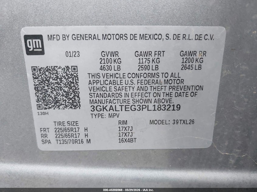 2023 Gmc Terrain VIN 3GKALTEG3PL183219 IAAI salvage auction — NORMAL WEAR, Sf97 (Washington), sold $13,100 on 2026-07-09 (photo 9)