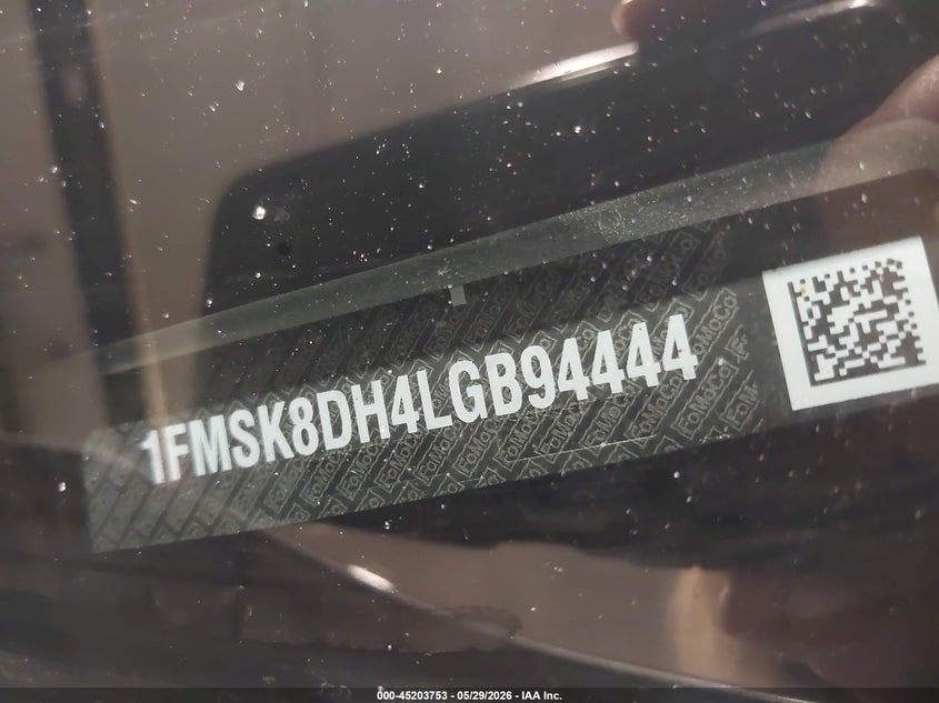 2020 Ford Explorer VIN 1FMSK8DH4LGB94444 IAAI salvage auction — SIDE, Salvage Title, sold $3,000 on 2026-07-31 (photo 9)