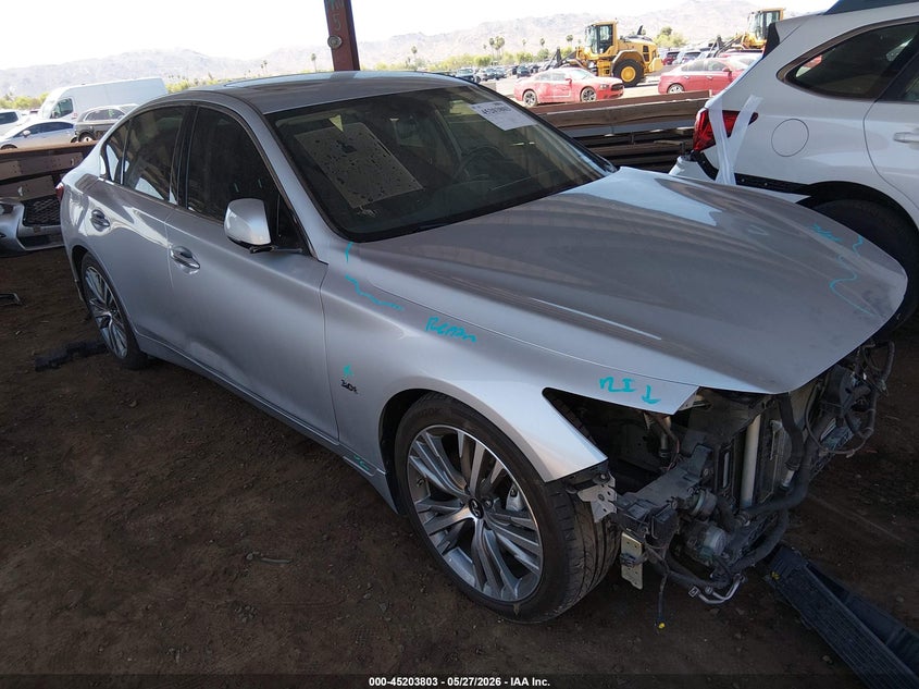 2018 Infiniti Q50 VIN JN1EV7AP4JM365483 IAAI salvage auction — FRONT END, Salvage Title, sold $4,150 on 2026-07-21 (photo 1)