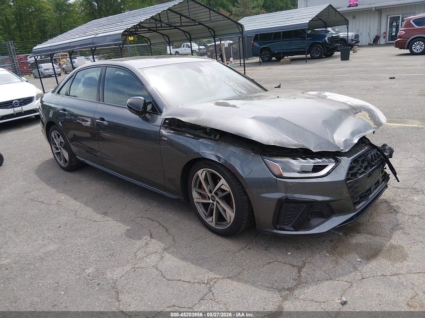 2024 Audi A4 VIN WAUEAAF40RN003559 IAAI salvage auction — Burn Engine, Salvage Title, sold $4,050 on 2026-07-09 (photo 1)