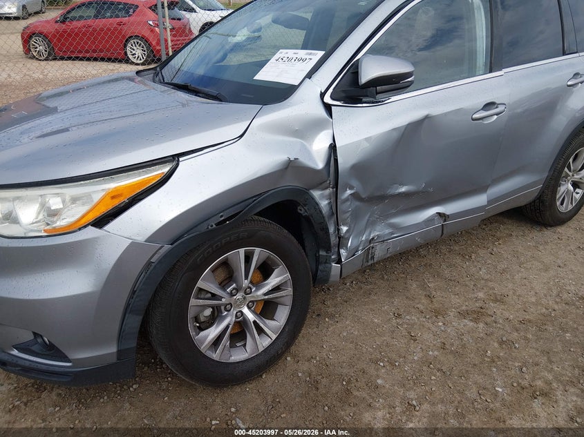 2014 Toyota Highlander VIN 5TDKKRFH7ES025180 IAAI salvage auction — LEFT SIDE, Salvage (North Carolina), sold $7,200 on 2026-07-06 (photo 6)