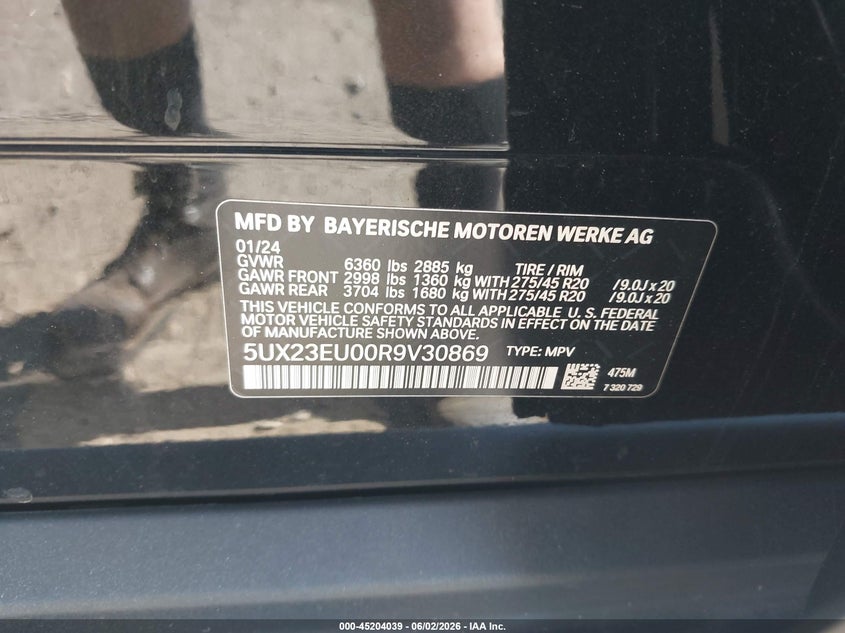 2024 BMW X5 VIN 5UX23EU00R9V30869 IAAI salvage auction — FRONT END, Mv-907A (New York), sold $33,350 on 2026-07-30 (photo 9)