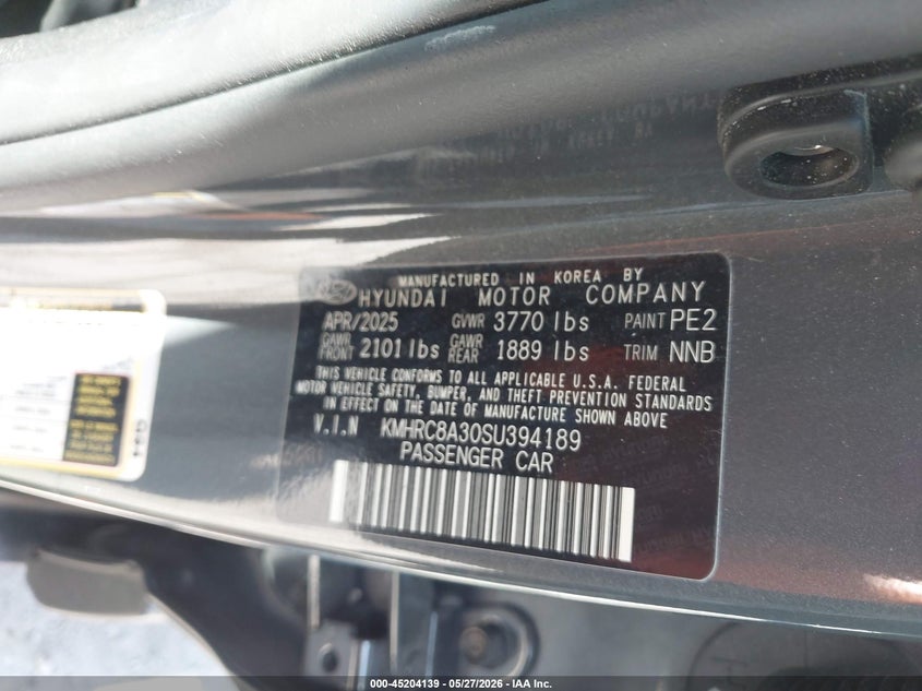 2025 Hyundai Venue VIN KMHRC8A30SU394189 IAAI salvage auction — LEFT REAR, Salvage (Illinois), sold $4,175 on 2026-07-28 (photo 9)