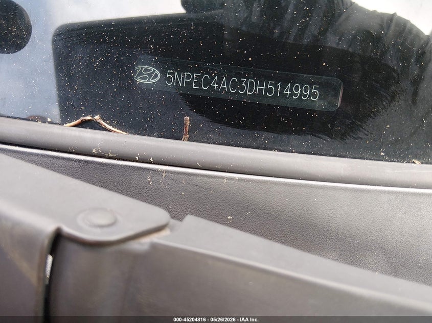 2013 Hyundai Sonata VIN 5NPEC4AC3DH514995 IAAI salvage auction — LEFT SIDE, Salvage (North Carolina), sold $650 on 2026-07-13 (photo 9)