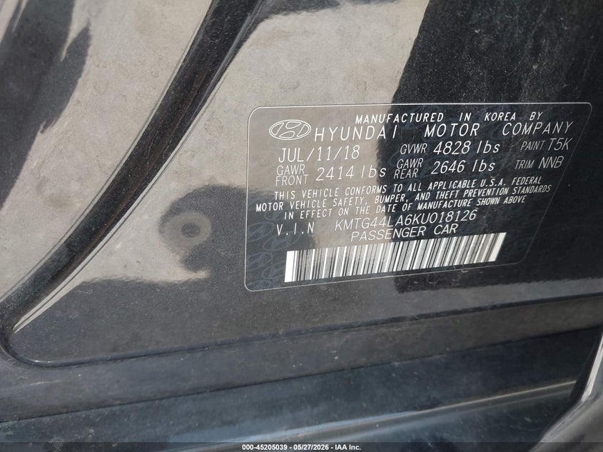 2019 Genesis G70 VIN KMTG44LA6KU018126 IAAI salvage auction — LEFT SIDE, Salvage Title, sold $4,150 on 2026-07-18 (photo 9)