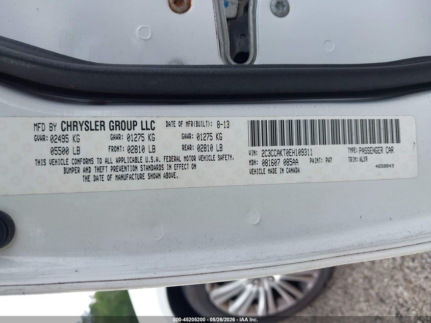 2014 Chrysler 300c VIN 2C3CCAKT0EH109311 IAAI salvage auction — REAR END, Salvage Title, sold $1,700 on 2026-09-27 (photo 9)