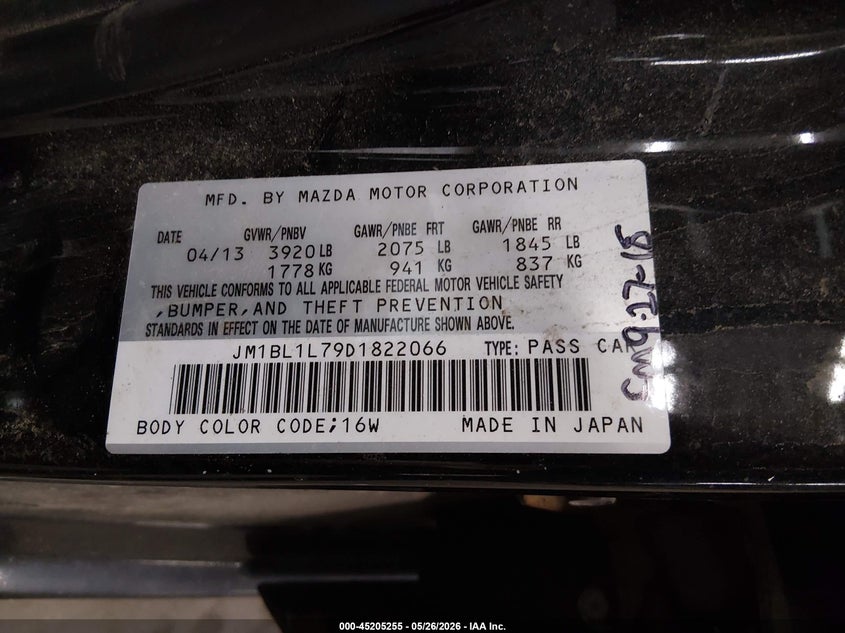 2013 Mazda 3 VIN JM1BL1L79D1822066 IAAI salvage auction — FRONT END, Prior Salvage (Minnesota), sold $375 on 2026-07-14 (photo 9)