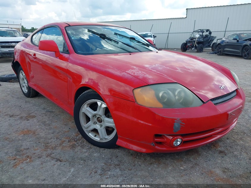 2003 Hyundai Tiburon VIN KMHHN65F43U102088 IAAI salvage auction — REAR END, Clear (Oklahoma), sold $125 on 2026-07-22 (photo 1)