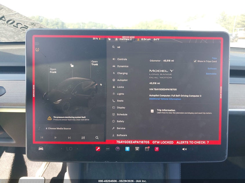 2023 Tesla Model y VIN 7SAYGDEE4PA118705 IAAI salvage auction — SIDE, Salvage Title, sold $13,300 on 2026-07-21 (photo 7)