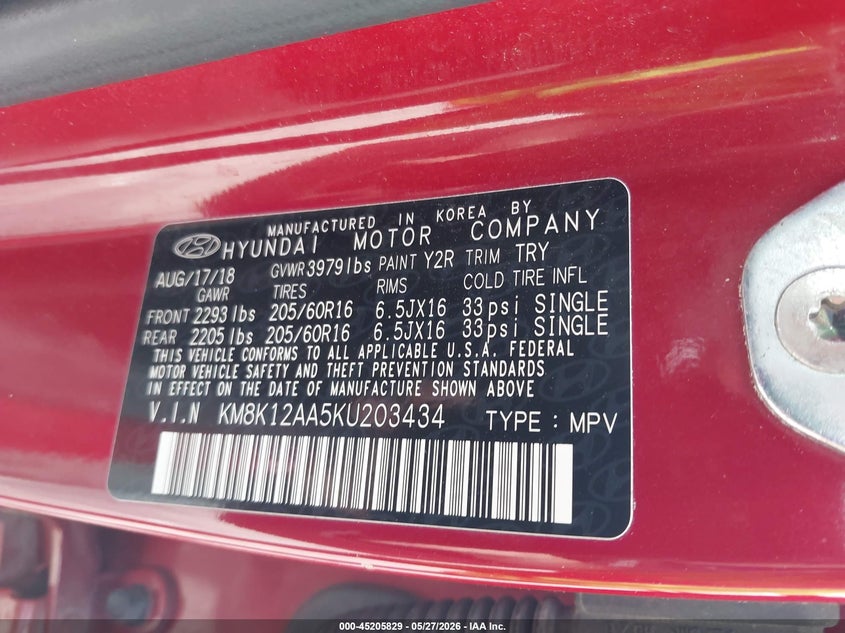 2019 Hyundai Kona VIN KM8K12AA5KU203434 IAAI salvage auction — SIDE, Salvage (Missouri), sold $2,050 on 2026-07-16 (photo 9)