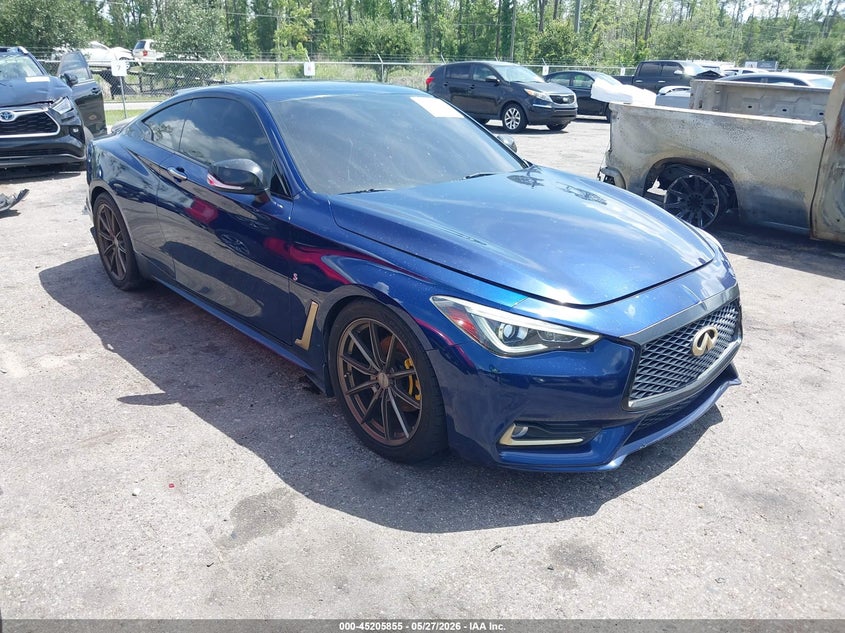 2017 Infiniti Q60 VIN JN1EV7EKXHM360250 IAAI salvage auction — FRONT & REAR, Salvage Title, sold $3,300 on 2026-07-09 (photo 1)