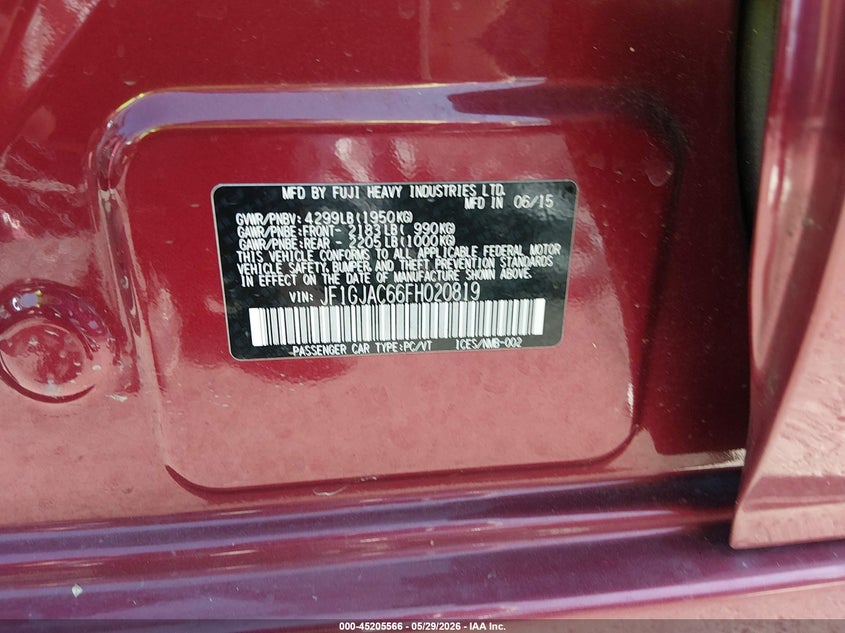 2015 Subaru Impreza VIN JF1GJAC66FH020819 IAAI salvage auction — LEFT FRONT, Salvage Title, sold $3,000 on 2026-07-14 (photo 9)