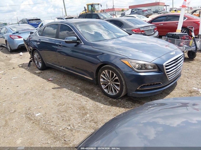 2015 Hyundai Genesis VIN KMHGN4JEXFU083774 IAAI salvage auction — REAR END, Salvage Title, sold $2,250 on 2026-07-23 (photo 1)