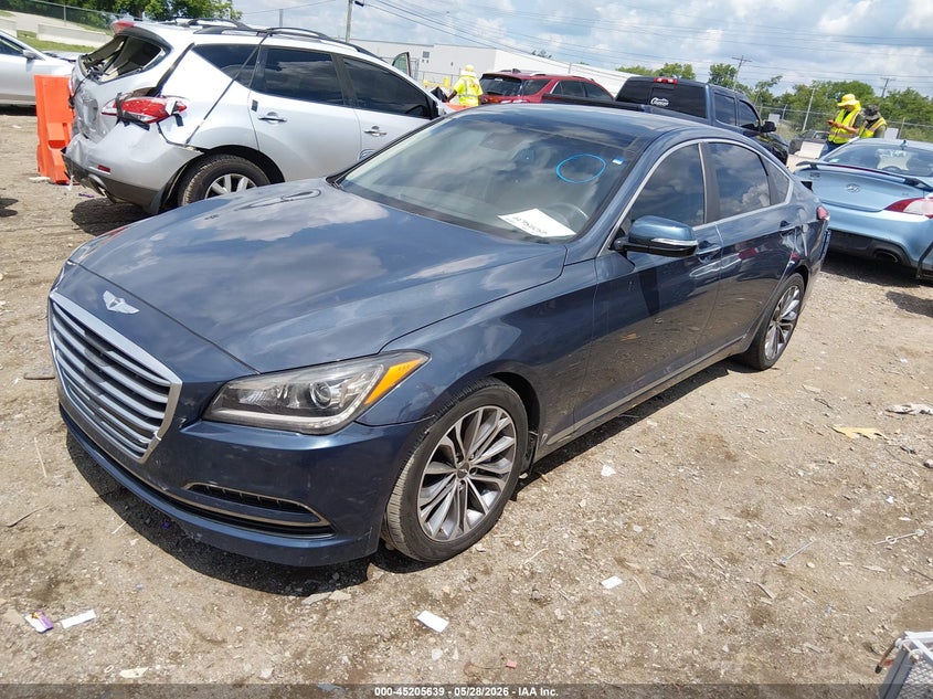 2015 Hyundai Genesis VIN KMHGN4JEXFU083774 IAAI salvage auction — REAR END, Salvage Title, sold $2,250 on 2026-07-23 (photo 2)