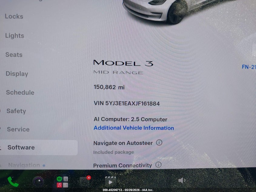 2018 Tesla Model 3 VIN 5YJ3E1EAXJF161884 IAAI salvage auction — LEFT SIDE, Salvage (California), sold $3,050 on 2026-07-21 (photo 7)