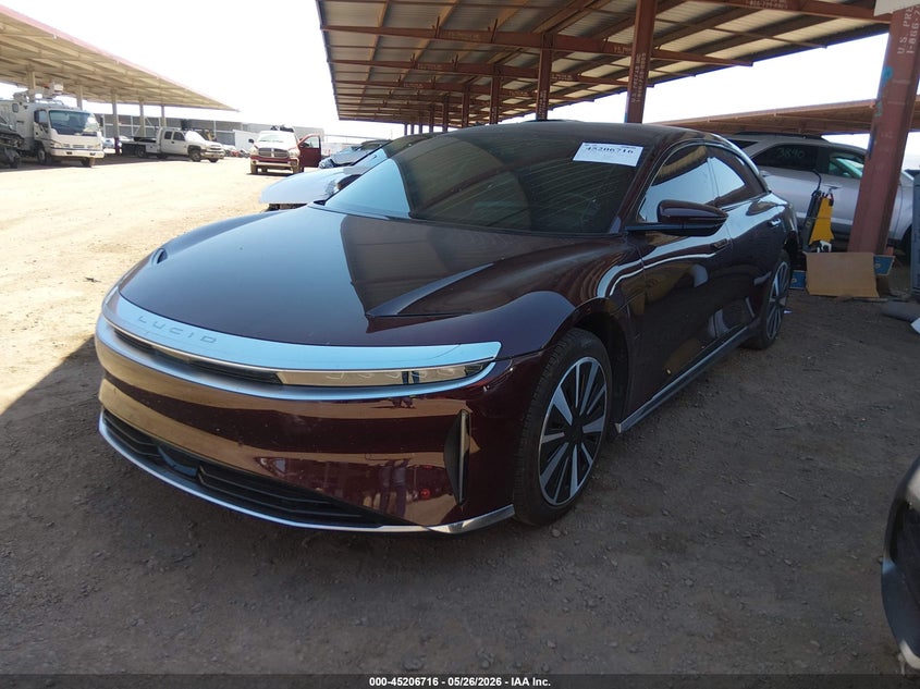 2023 Lucid Air VIN 50EA1PFA9PA007068 IAAI salvage auction — REAR END, Wait Title, sold $13,000 on 2026-08-20 (photo 2)