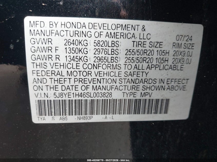 2025 Acura Mdx VIN 5J8YE1H46SL003828 IAAI salvage auction — FRONT END, Mv-907A (New York), sold $12,600 on 2026-07-28 (photo 9)