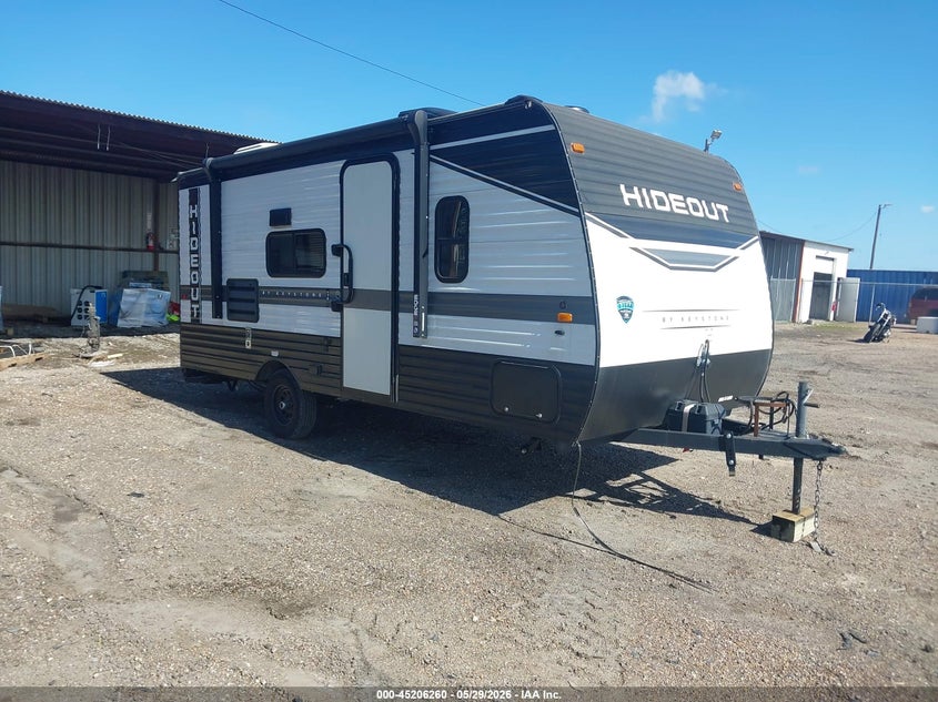 2022 Keystone Hideout VIN 4YDTH1G15NW251270 IAAI salvage auction — HAIL, Original (Texas), sold $5,600 on 2026-09-02 (photo 1)