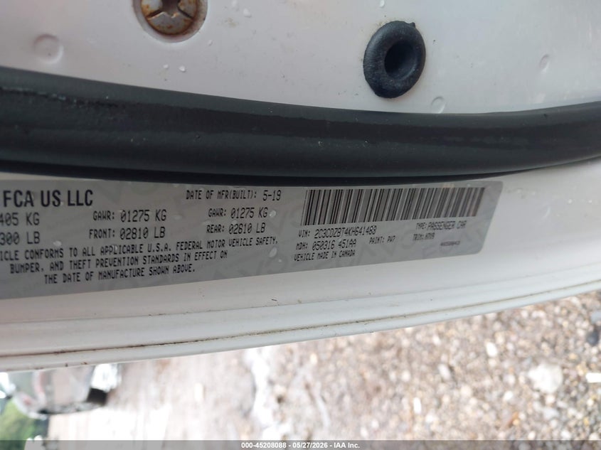 2019 Dodge Challenger VIN 2C3CDZBT4KH641488 IAAI salvage auction — FRONT & REAR, Salvage Title, sold $3,050 on 2026-07-22 (photo 9)