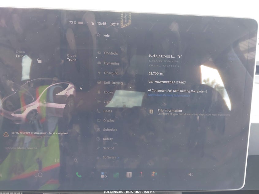 2023 Tesla Model y VIN 7SAYGDEE3PA177907 IAAI salvage auction — REAR END, Salvage Title, sold $14,900 on 2026-07-30 (photo 7)