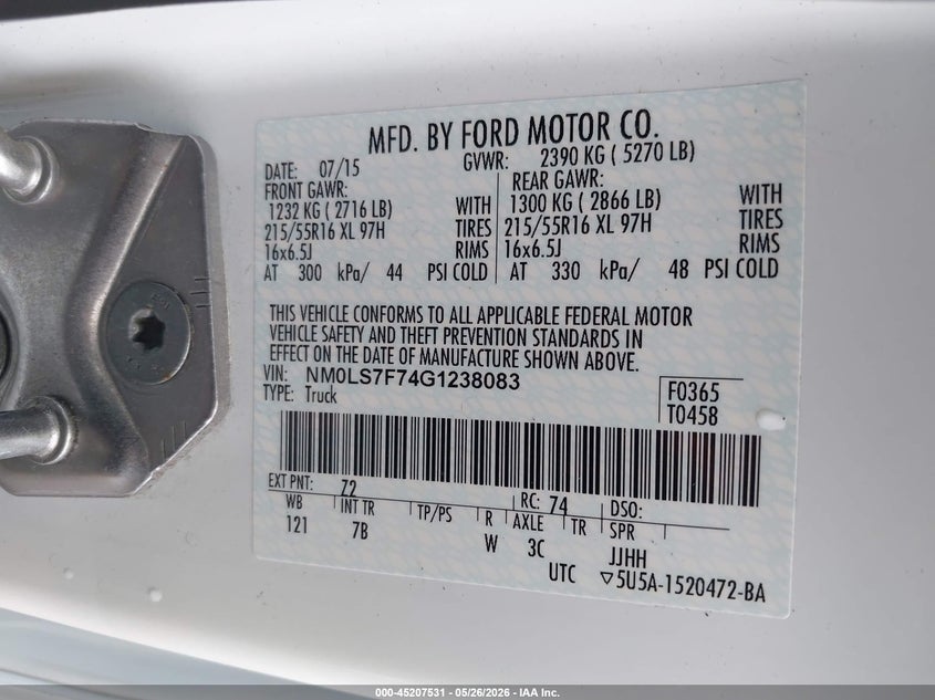 2016 Ford Transit VIN NM0LS7F74G1238083 IAAI salvage auction — REAR END, Salvage (Oregon), sold $9,900 on 2026-07-09 (photo 9)