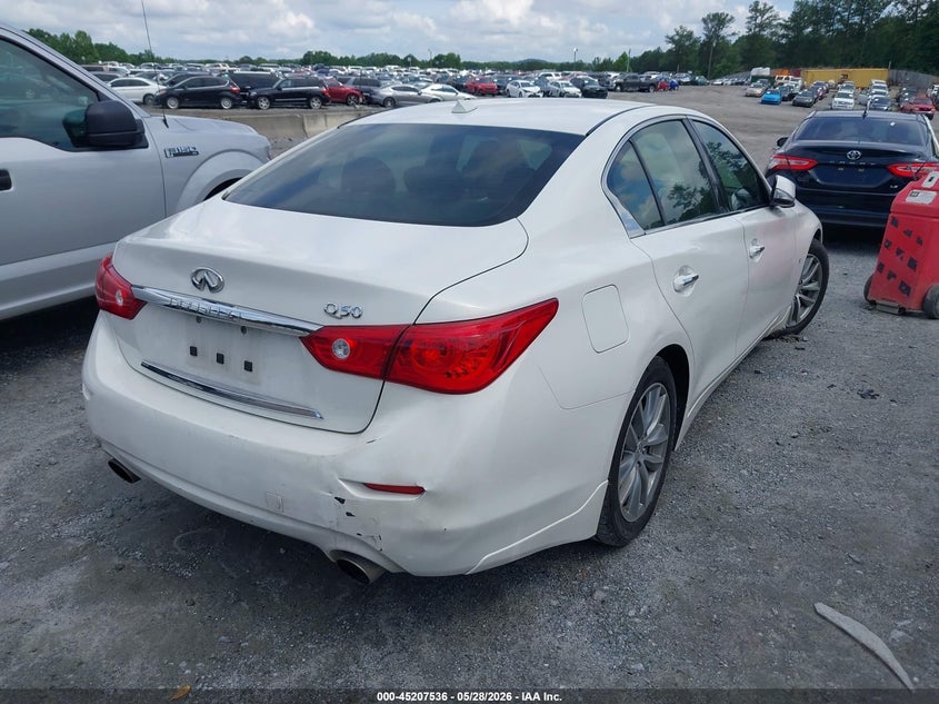 2015 Infiniti Q50 VIN JN1BV7AP5FM344099 IAAI salvage auction — LEFT FRONT, Salvage Title, sold $1,100 on 2026-07-28 (photo 4)