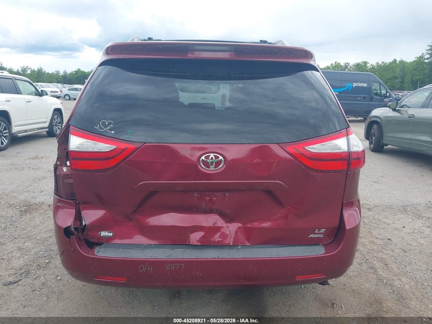 2016 Toyota Sienna VIN 5TDJK3DC8GS137926 IAAI salvage auction — REAR END, Salvage Title, sold $3,650 on 2026-07-24 (photo 6)