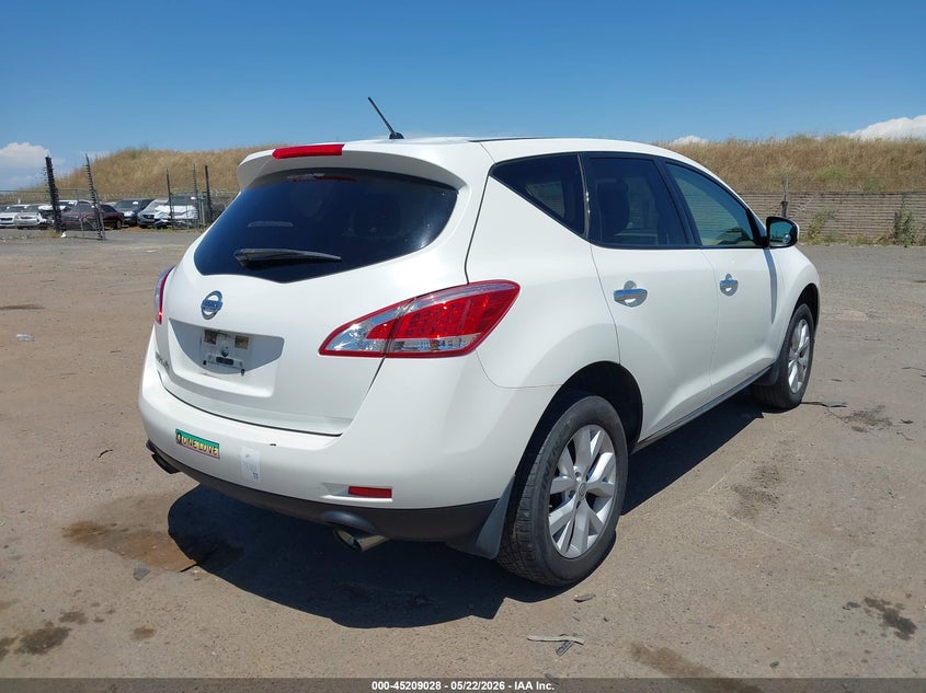 2012 Nissan Murano VIN JN8AZ1MU7CW107243 IAAI salvage auction — NORMAL WEAR, Salvage (Texas), sold $550 on 2026-07-29 (photo 4)