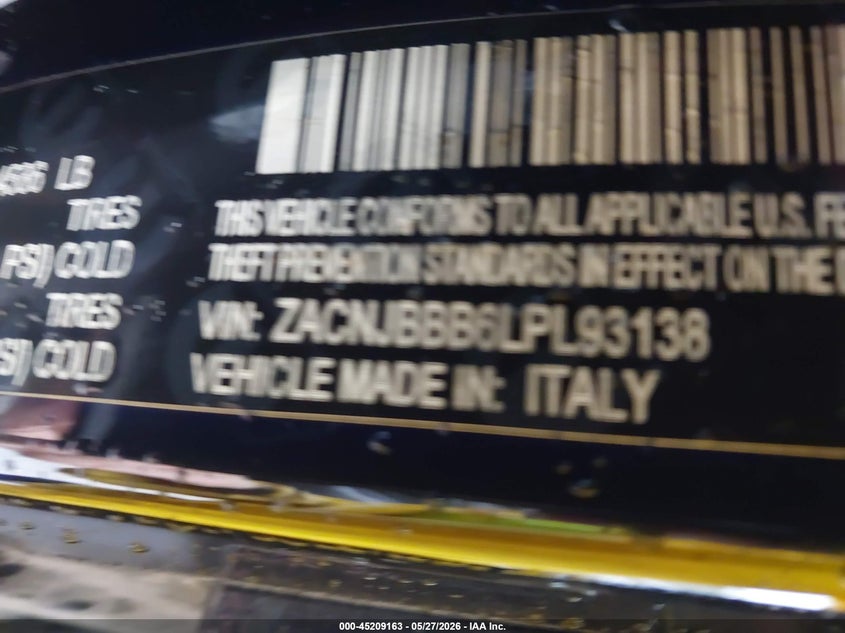 2020 Jeep Renegade VIN ZACNJBBB6LPL93138 IAAI salvage auction — FRONT END, Salvage Title, sold $1,650 on 2026-08-12 (photo 9)