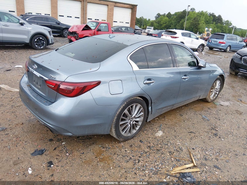 2018 Infiniti Q50 VIN JN1EV7AR2JM442031 IAAI salvage auction — FRONT END, Salvage (North Carolina), sold $4,100 on 2026-07-20 (photo 4)