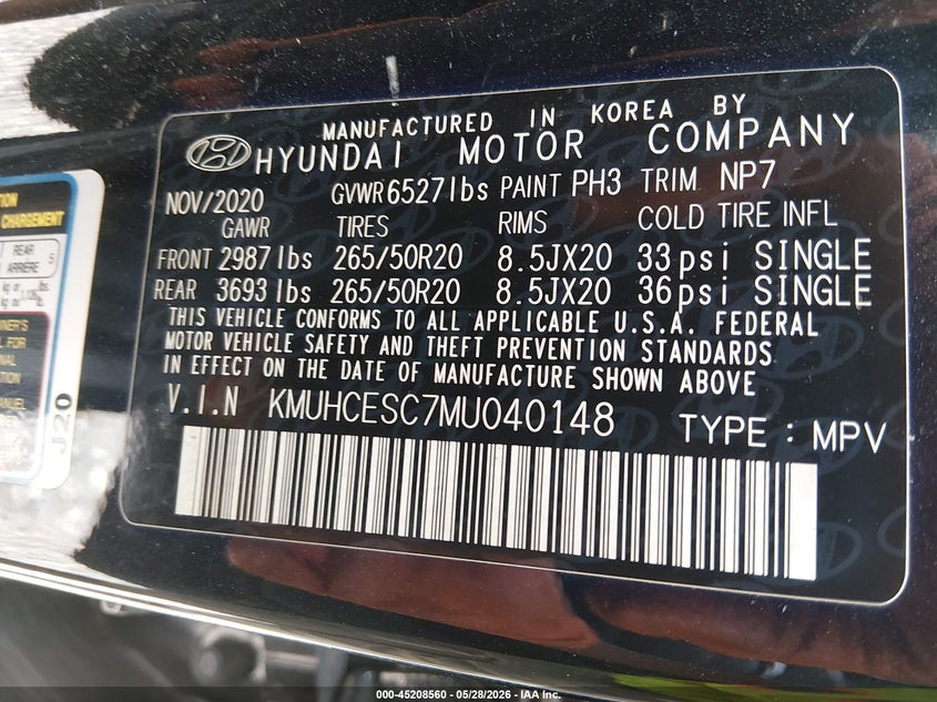2021 Genesis Gv80 VIN KMUHCESC7MU040148 IAAI salvage auction — BIO HAZARD, Salvage Title, sold $8,600 on 2026-07-27 (photo 9)