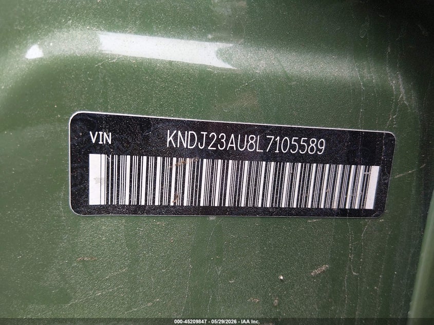 2020 Kia Soul VIN KNDJ23AU8L7105589 IAAI salvage auction — RIGHT REAR, Salvage Title, sold $1,650 on 2026-07-15 (photo 9)