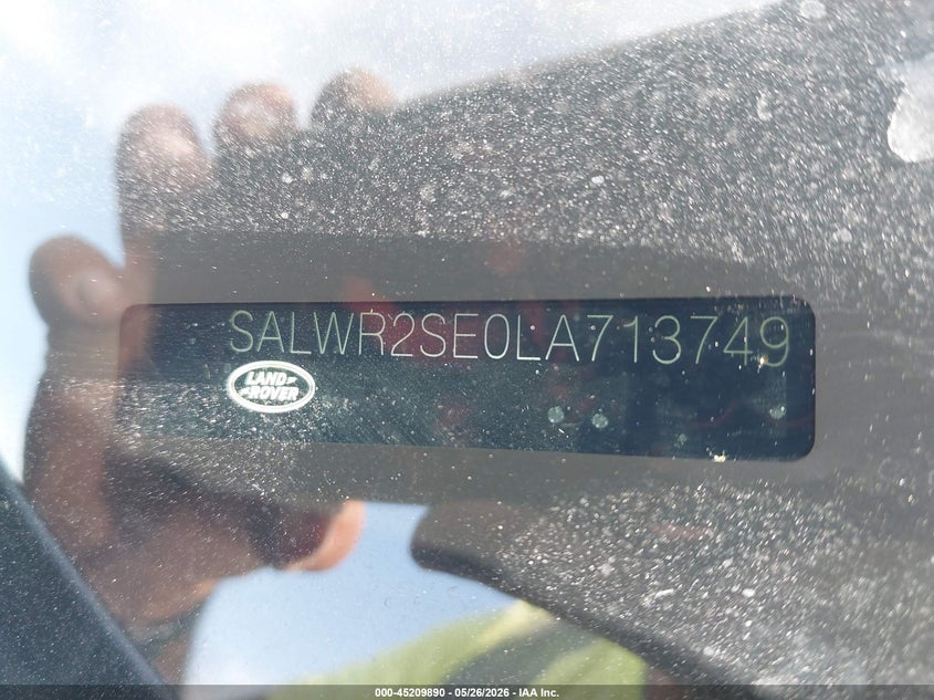 2020 Land rover Range rover sport VIN SALWR2SE0LA713749 IAAI salvage auction — LEFT SIDE, Original (Texas), sold $18,300 on 2026-07-29 (photo 9)