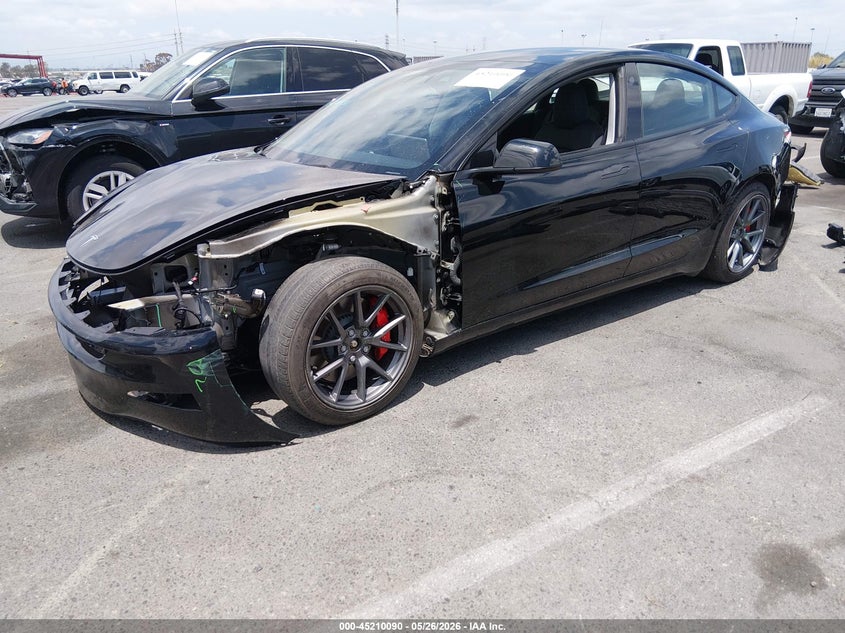 2023 Tesla Model 3 VIN 5YJ3E1EC6PF616031 IAAI salvage auction — LEFT FRONT, Salvage (California), sold $7,600 on 2026-07-10 (photo 2)