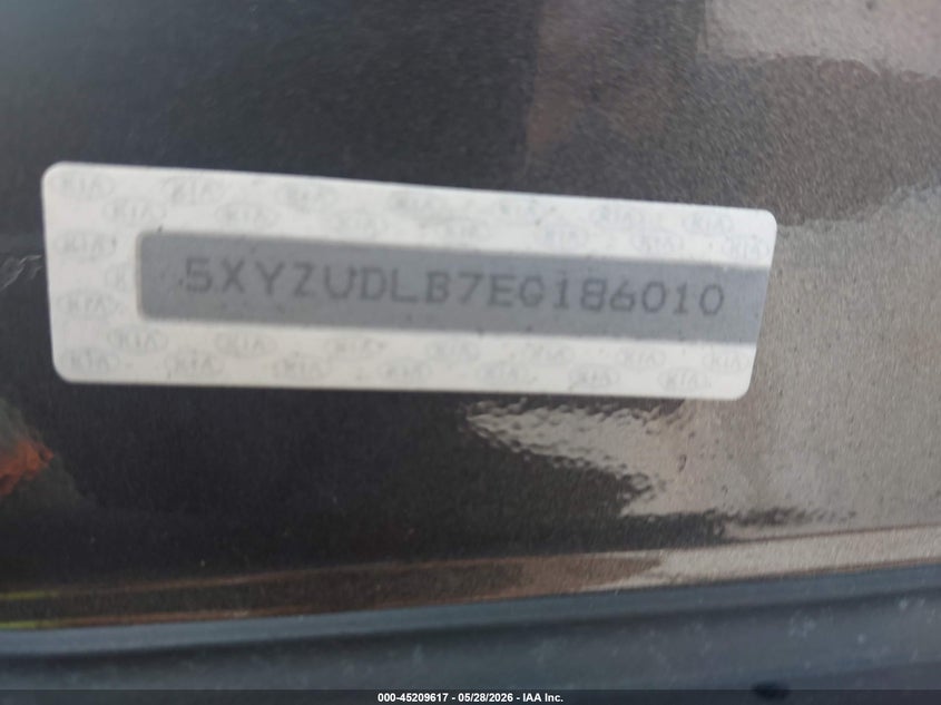 2014 Hyundai Santa fe VIN 5XYZUDLB7EG186010 IAAI salvage auction — TOTAL BURN, Salvage Title, sold $300 on 2026-07-13 (photo 9)