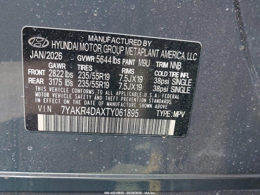 2026 Hyundai Ioniq 5 VIN 7YAKR4DAXTY061895 IAAI salvage auction — LEFT SIDE, Salvage Title, sold $13,700 on 2026-07-30 (photo 9)