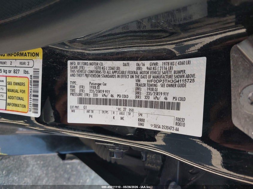 2016 Ford Focus rs VIN WF0DP3TH3G4115725 IAAI salvage auction — FRONT END, Salvage (Minnesota), sold $5,700 on 2026-07-27 (photo 9)