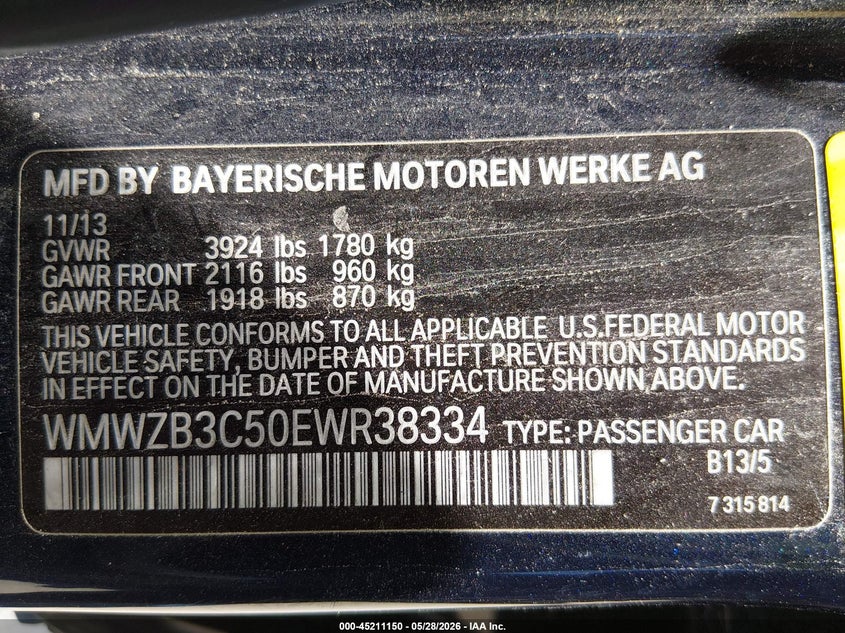 2014 Mini Countryman VIN WMWZB3C50EWR38334 IAAI salvage auction — RIGHT SIDE, Original (Texas), sold $925 on 2026-07-28 (photo 9)