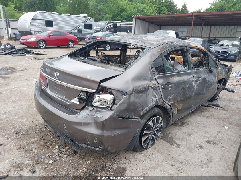 2014 Honda Civic VIN 19XFB2F80EE082730 IAAI salvage auction — ENGINE BURN, Salvage Title, sold $125 on 2026-07-22 (photo 4)
