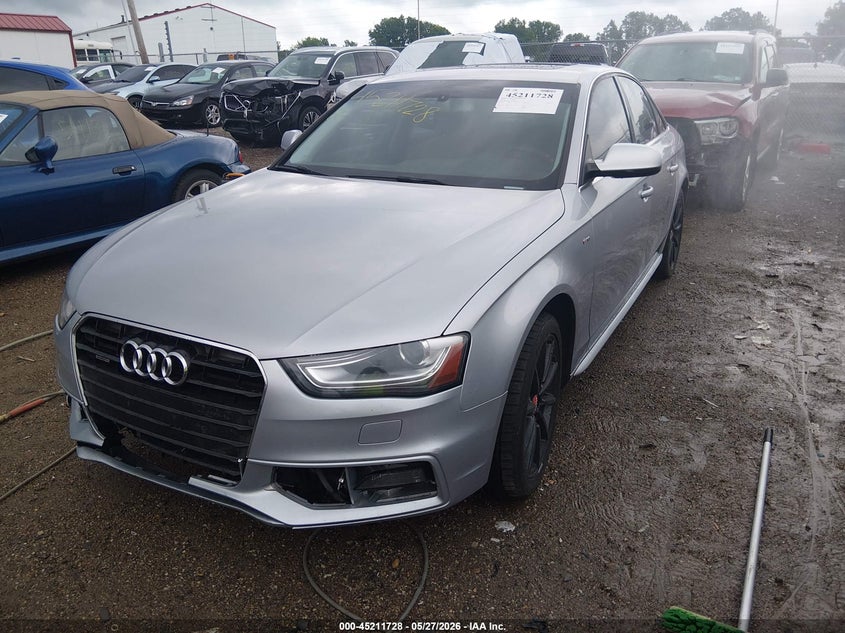 2015 Audi A4 VIN WAUBFAFL1FN005246 IAAI salvage auction — RIGHT FRONT, Clear (Indiana), sold $2,125 on 2026-07-08 (photo 2)
