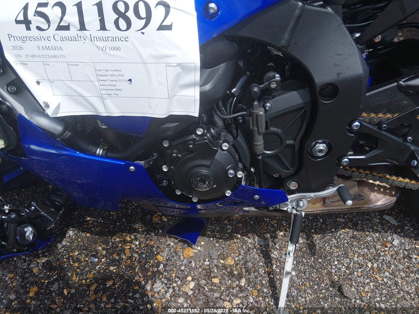 2026 Yamaha Yzf VIN JYARNA7E2TA001175 IAAI salvage auction — FRONT END, Salvage Title, sold $4,550 on 2026-07-08 (photo 9)