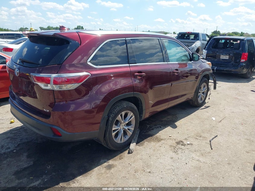 2015 Toyota Highlander VIN 5TDKKRFH5FS096167 IAAI salvage auction — FRONT END, Original (Texas), sold $9,775 on 2026-07-08 (photo 4)
