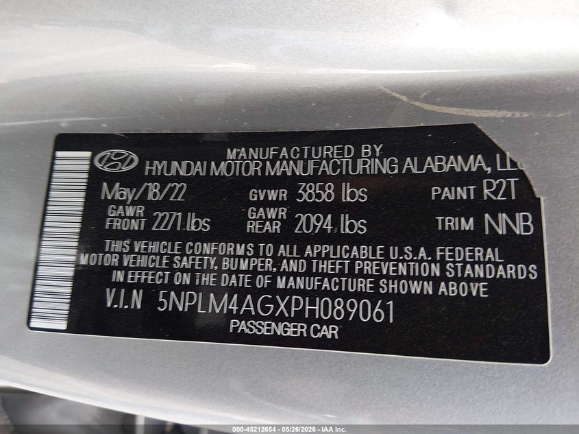 2023 Hyundai Elantra VIN 5NPLM4AGXPH089061 IAAI salvage auction — FRONT END, Salvage Title, sold $3,050 on 2026-07-15 (photo 9)
