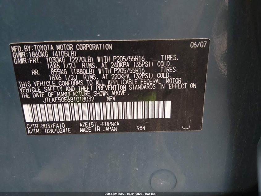 2008 Scion Xb VIN JTLKE50E681018032 IAAI salvage auction — NORMAL WEAR, Salvage (Texas), sold $125 on 2026-07-30 (photo 9)