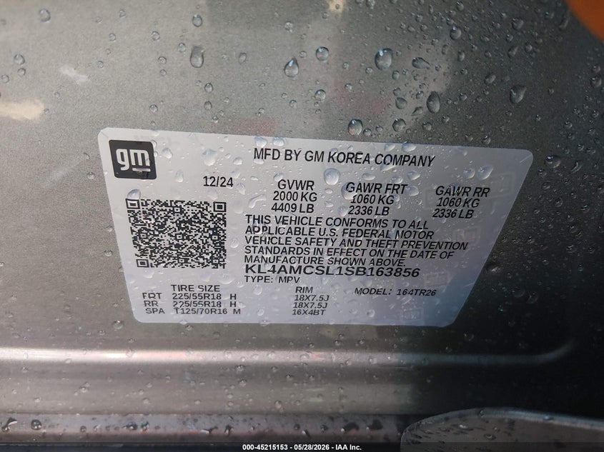 2025 Buick Encore gx VIN KL4AMCSL1SB163856 IAAI salvage auction — RIGHT SIDE, Salvage Title, sold $2,625 on 2026-07-26 (photo 9)