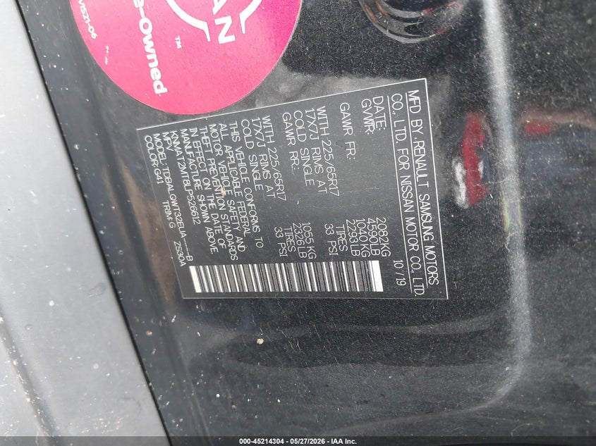 2020 Nissan Rogue VIN KNMAT2MT8LP526612 IAAI salvage auction — FRONT & REAR, Salvage Title, sold $2,200 on 2026-07-14 (photo 9)