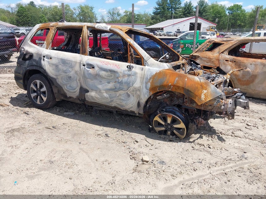 2017 Subaru Forester VIN JF2SJABC1HH563124 IAAI salvage auction — BURN, Salvage Title, sold $75 on 2026-07-16 (photo 1)