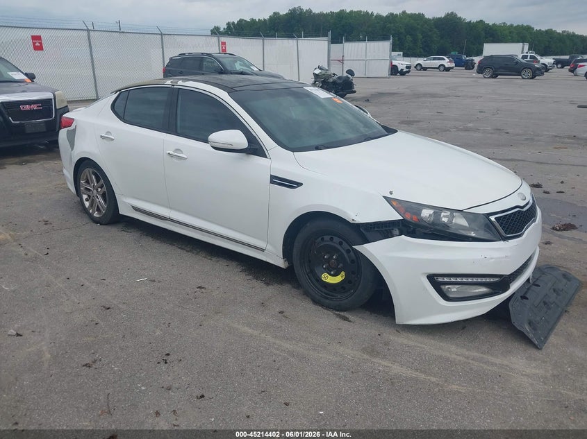 2013 Kia Optima VIN 5XXGR4A62DG233865 IAAI salvage auction — NORMAL WEAR, Clear (Indiana), sold $450 on 2026-07-09 (photo 1)