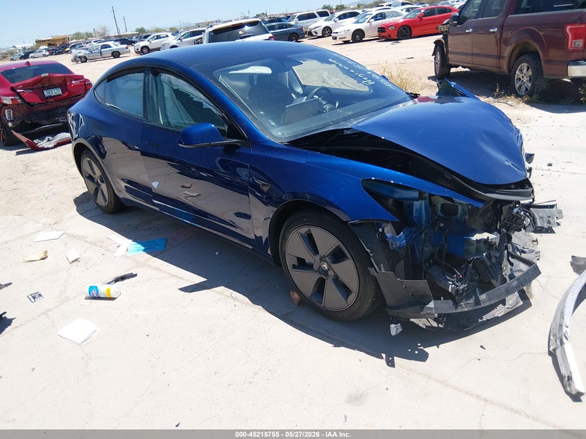 2023 Tesla Model 3 VIN 5YJ3E1EA4PF712500 IAAI salvage auction — FRONT END, Salvage Title, sold $50 on 2026-07-30 (photo 1)